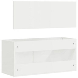 Berkfield Bathroom Cabinet With Mirror High Gloss White Engineered Wood - thumbnail 7