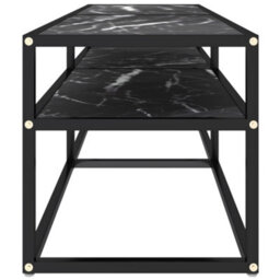 Berkfield Tv Cabinet Black Marble 140X40X40.5 Cm Tempered Glass - thumbnail 4