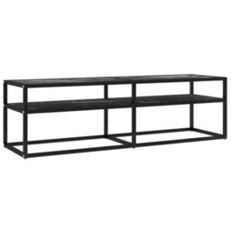 Berkfield Tv Cabinet Black Marble 140X40X40.5 Cm Tempered Glass - thumbnail 2