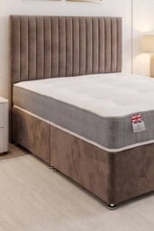 "Knight Sleep Emily Mocca Plush 4Ft6 Bed Set With Orthopaedic Mattress, No Drawers & 24""headboard - Double" - thumbnail 2