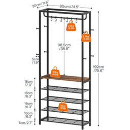 Hall Tree Coat Stand Bench With Shoe Storage Organizer - thumbnail 2