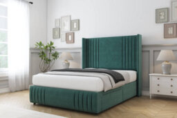 "Comfort Elise Emerald Plush Divan Bed Set No Drawers - 54"" Wingback & 12"" Footboard 3' Single" - thumbnail 2