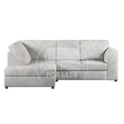 Furnishings For Less UK Luxor Silver Jumbo Cord 4 Seater Corner Sofa Left Hand Facing - Full Back - thumbnail 1