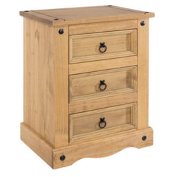 Core Products Premium Corona 3 Drawer Bedside Cabinet - Antique Waxed Pine, H68.5Cm X W53.0Cm X D38.0Cm - thumbnail 5