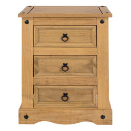 Core Products Premium Corona 3 Drawer Bedside Cabinet - Antique Waxed Pine, H68.5Cm X W53.0Cm X D38.0Cm - thumbnail 4