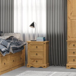 Core Products Premium Corona 3 Drawer Bedside Cabinet - Antique Waxed Pine, H68.5Cm X W53.0Cm X D38.0Cm - thumbnail 8