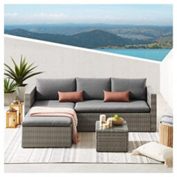 Evre Grey Malibu Rattan 3 Seater Garden Furniture Set Garden Corner Sofa & Coffee Table Patio Outdoor - Inc Weekend Delivery - thumbnail 7