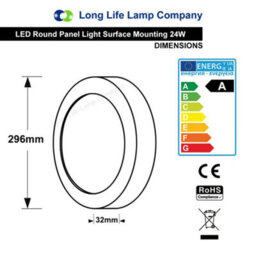Long Life Lamps Company 24W Surface Mount Led Round Panel 3500K Warm White - thumbnail 2