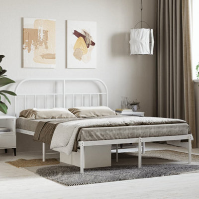 Berkfield Metal Bed Frame With Headboard White 140X200 Cm - image 1