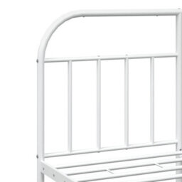 Berkfield Metal Bed Frame With Headboard White 140X200 Cm - thumbnail 9