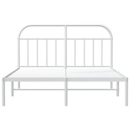 Berkfield Metal Bed Frame With Headboard White 140X200 Cm - thumbnail 6