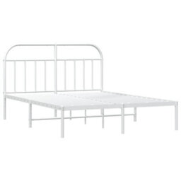 Berkfield Metal Bed Frame With Headboard White 140X200 Cm - thumbnail 5