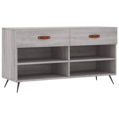 Berkfield Industrial Shoe Bench Grey Sonoma 102X35X55 Cm Engineered Wood - image 1