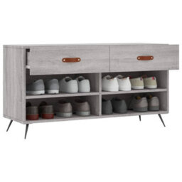 Berkfield Industrial Shoe Bench Grey Sonoma 102X35X55 Cm Engineered Wood - thumbnail 4