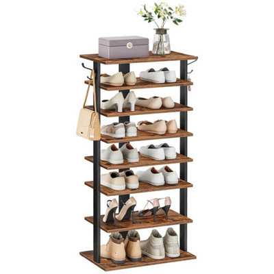 Wooden Shoe Rack 50X28X113Cm Rustic Brown Black - image 1