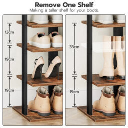 Wooden Shoe Rack 50X28X113Cm Rustic Brown Black - thumbnail 4