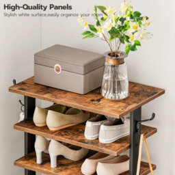 Wooden Shoe Rack 50X28X113Cm Rustic Brown Black - thumbnail 6