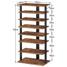 Wooden Shoe Rack 50X28X113Cm Rustic Brown Black - thumbnail 2