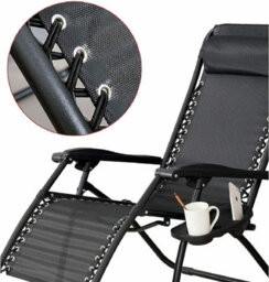 Pack Of 2 Sun Lounger Recliner Zero Gravity Chairs, Garden Patio Folding Chairs With Cup And Phone Holder - thumbnail 4