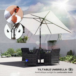 Outsunny Garden Parasol, Outdoor Umbrella With Tilt Function, Cream White - thumbnail 4