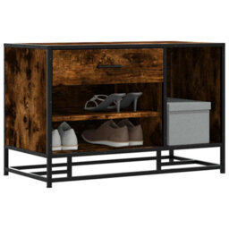 Walplus Shoe Bench Smoked Oak 80X40X53.5 Cm Engineered Wood And Metal - thumbnail 1