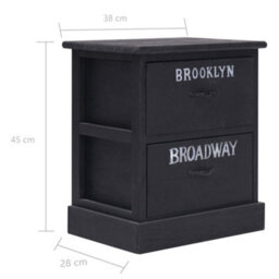 Berkfield Elegant Nightstands 2 Pcs Black 38X28X45 Cm Paulownia Wood - thumbnail 7