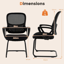 Gainoom Reception Chairs Set Of 2 Office Guest Chairs With Breathable Mesh Back - thumbnail 2