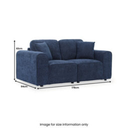 Hugo Deep Blue 2 Seater Sofa - Fully Assembled By Roseland Furniture - thumbnail 5