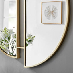 Furniturebox Crescent Art Deco Gold Metal Framed 80Cm Round Hallway Bedroom Dining And Living Room Wall Mirror - thumbnail 3