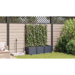 Walplus Garden Planter With Trellis 3 Pcs Grey 120 X 40 X 143 Cm Pp - thumbnail 4
