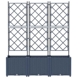 Walplus Garden Planter With Trellis 3 Pcs Grey 120 X 40 X 143 Cm Pp - thumbnail 5