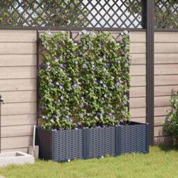 Walplus Garden Planter With Trellis 3 Pcs Grey 120 X 40 X 143 Cm Pp - thumbnail 1