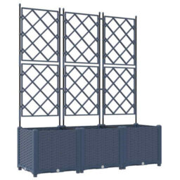 Walplus Garden Planter With Trellis 3 Pcs Grey 120 X 40 X 143 Cm Pp - thumbnail 2