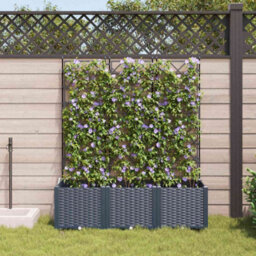 Walplus Garden Planter With Trellis 3 Pcs Grey 120 X 40 X 143 Cm Pp - thumbnail 3