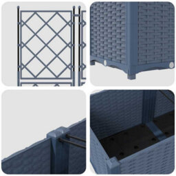 Walplus Garden Planter With Trellis 3 Pcs Grey 120 X 40 X 143 Cm Pp - thumbnail 8