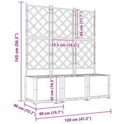 Walplus Garden Planter With Trellis 3 Pcs Grey 120 X 40 X 143 Cm Pp - thumbnail 9