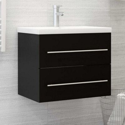 Sink Cabinet Black Engineered Wood Storage Rack Vanity Unit Cupboard ( Basin Not Included) - image 1