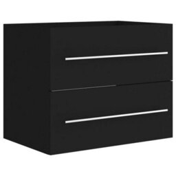 Sink Cabinet Black Engineered Wood Storage Rack Vanity Unit Cupboard ( Basin Not Included) - thumbnail 2