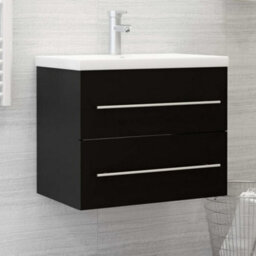 Sink Cabinet Black Engineered Wood Storage Rack Vanity Unit Cupboard ( Basin Not Included) - thumbnail 1
