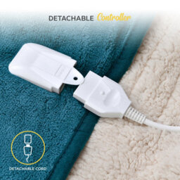 Monhouse Heated Throw - Electric Blanket - Digital Controller - 9Hr Timer, 9 Heat Settings - Single 130X160Cm - Teal Shearling - thumbnail 3