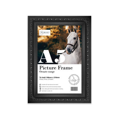 A5 Black Ornate Picture Frame (21 X 14.7Cm) Poster, Photo, Artwork, Gallery Wall Or Print - image 1