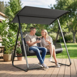 Outsunny 2-Seater Rattan Swing Chair, Outdoor Garden Hanging Swing Seat