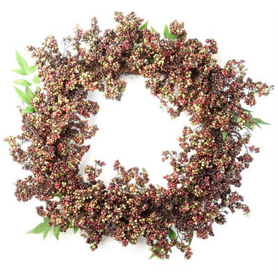 Leaf 55Cm Artificial Hanging Black Berry Wreath - image 1