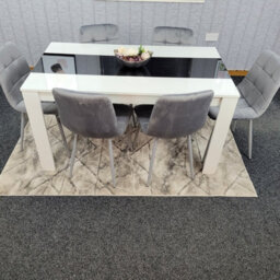 Kosy Koala Modern White And Black Dining Table Set With 6 Grey Velvet Chairs Dining Room Furniture - thumbnail 5