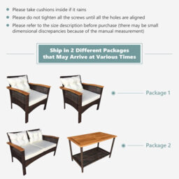 Costway 4 Pcs Outdoor Patio Furniture Set Pe Rattan Patio Sofa Table Set - thumbnail 9