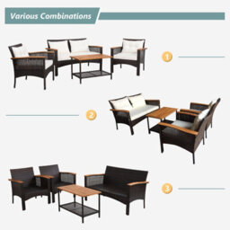 Costway 4 Pcs Outdoor Patio Furniture Set Pe Rattan Patio Sofa Table Set - thumbnail 8
