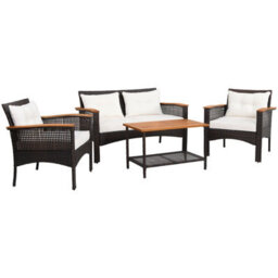 Costway 4 Pcs Outdoor Patio Furniture Set Pe Rattan Patio Sofa Table Set - thumbnail 2