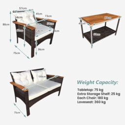 Costway 4 Pcs Outdoor Patio Furniture Set Pe Rattan Patio Sofa Table Set - thumbnail 3