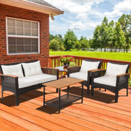 Costway 4 Pcs Outdoor Patio Furniture Set Pe Rattan Patio Sofa Table Set - thumbnail 5