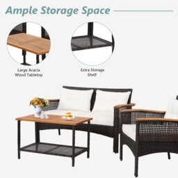 Costway 4 Pcs Outdoor Patio Furniture Set Pe Rattan Patio Sofa Table Set - thumbnail 7